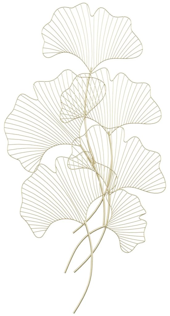 HOMCOM Decoração de Parede de Metal Folhas de Ginkgo 3D Arte de Parede Suspensa  51x94,5cm Dourado