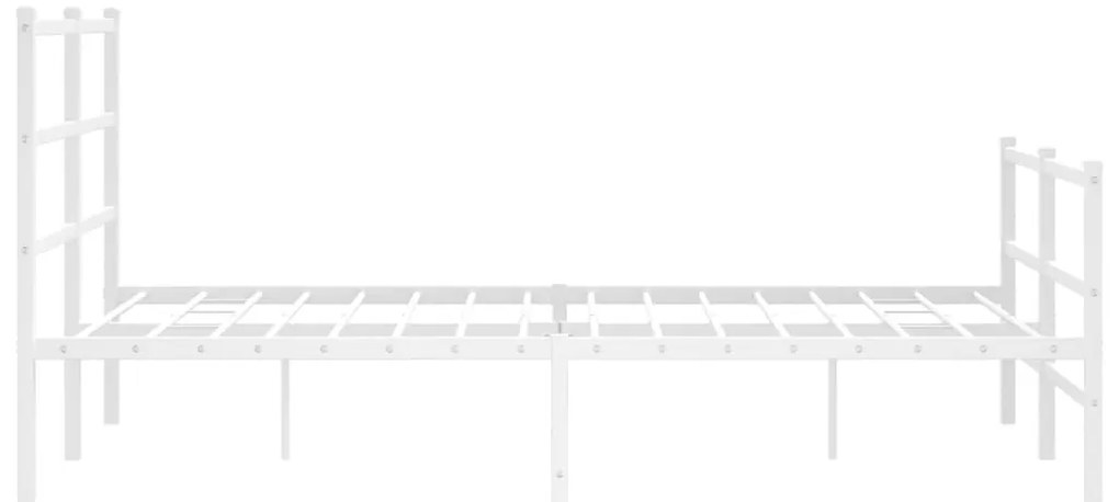 Estrutura de cama com cabeceira e pés 140x190 cm metal branco