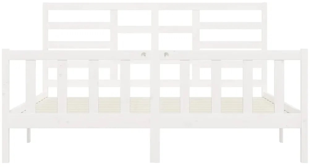 Estrutura de cama super king pinho maciço 180x200 cm branco