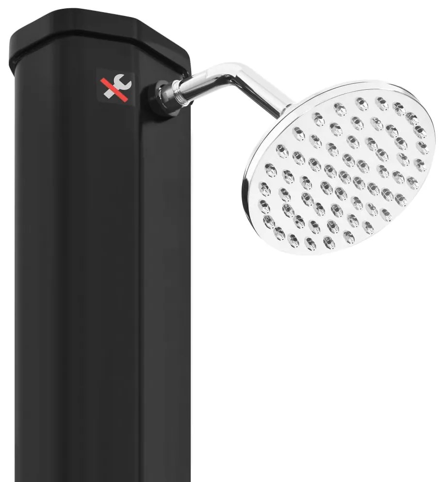 Chuveiro solar de exterior c/ cabeça e torneira 35 L preto
