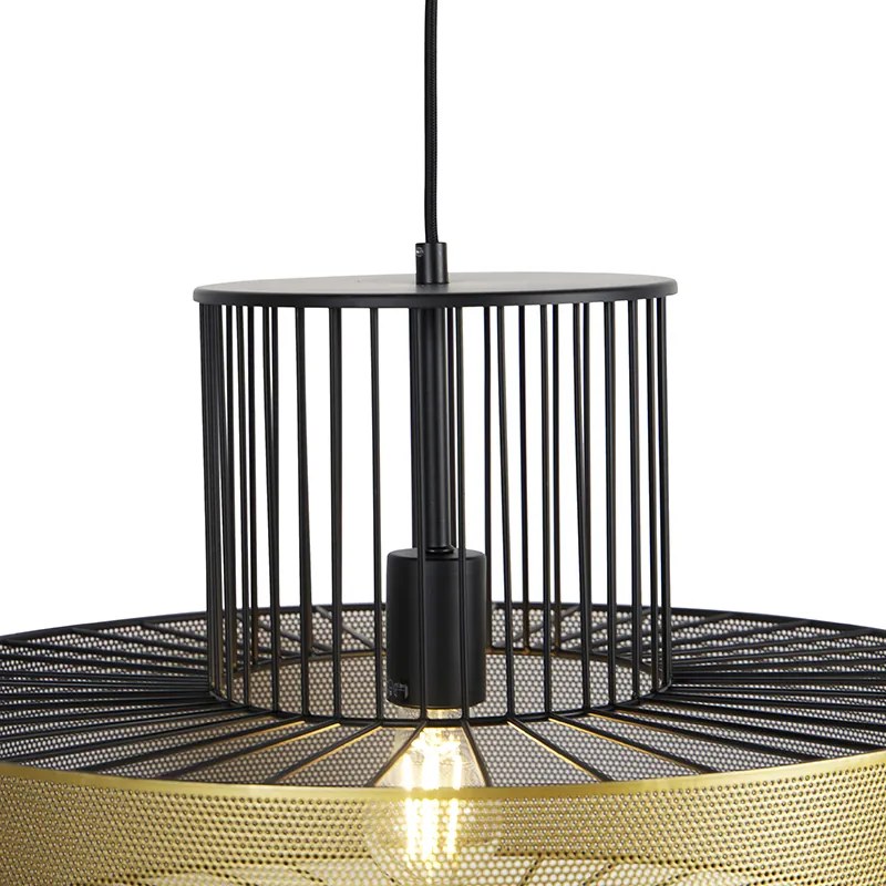 Candeeiro de suspensão design dourado com preto 50 cm - Tess