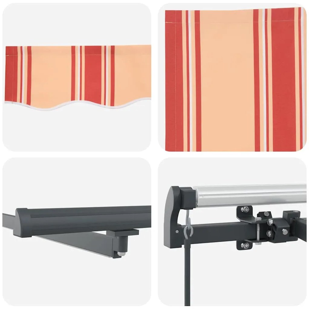 Toldo Retrátil Manual com LED Amarelo e Laranja 500x300 cm
