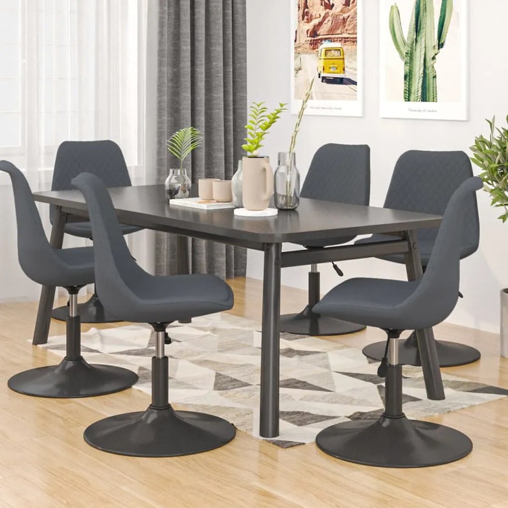 vidaXL Cadeiras de jantar giratórias 6 pcs veludo cinzento-escuro