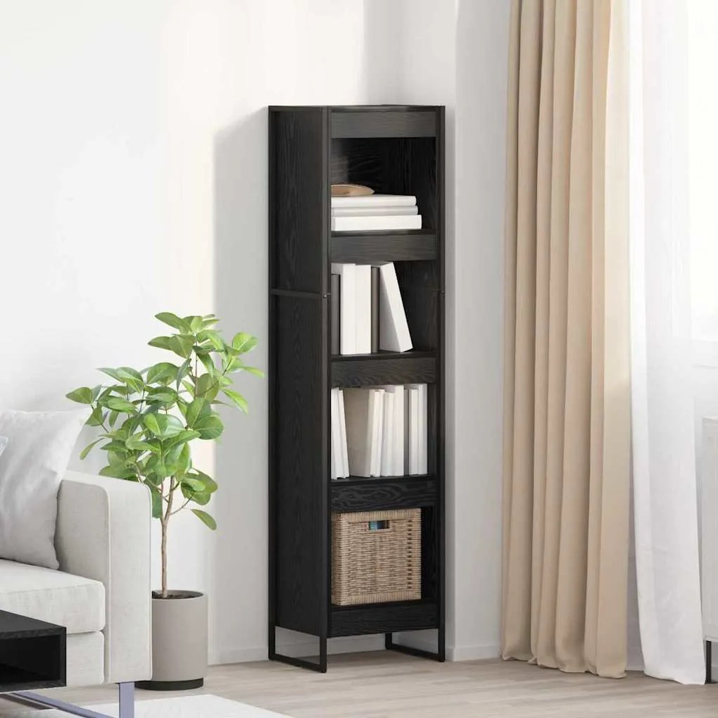vidaXL Gabinete de Livros Carvalho Preto 80 x 30 x 155 cm