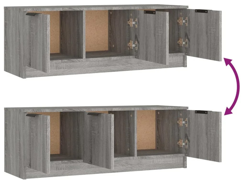 Móvel p/ TV 102x35x36,5 cm madeira processada cinzento sonoma