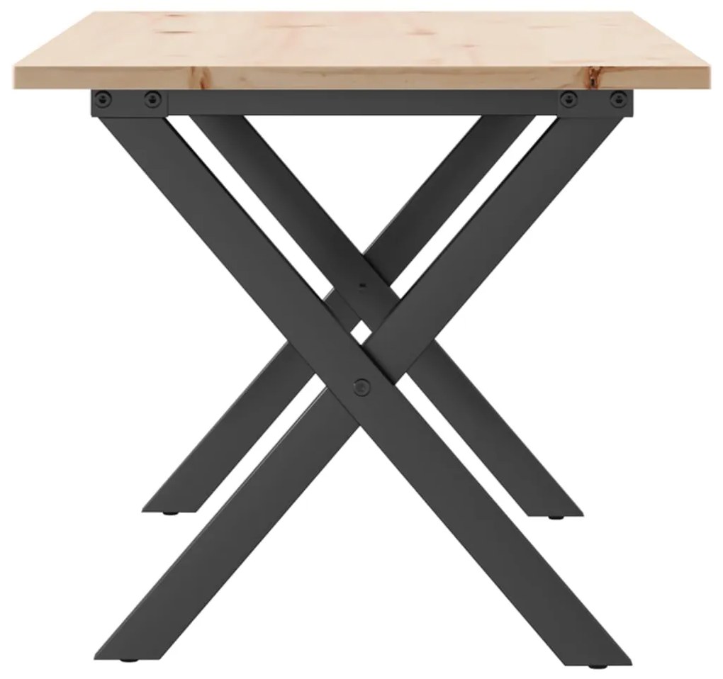 Mesa de centro estrutura em X 100x50x45cm pinho e aço