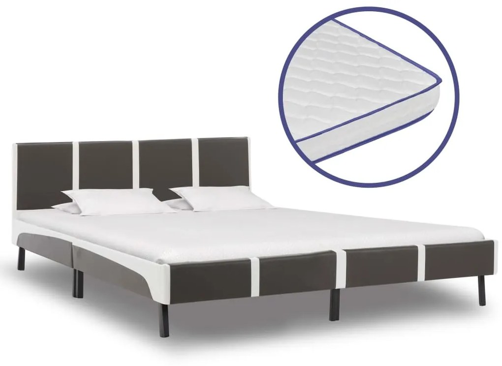 vidaXL Cama com colchão espuma de memória 180x200 cm couro artificial