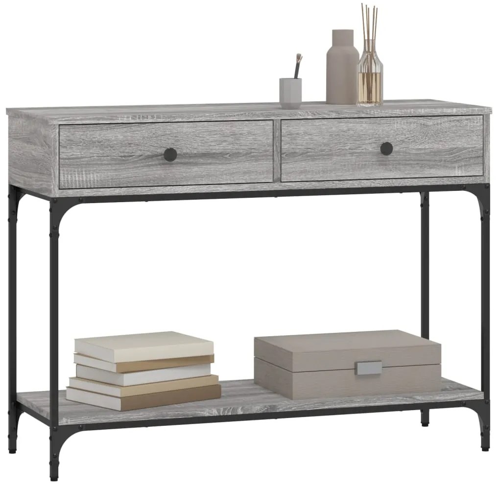 Mesa consola 100x34,5x75cm derivados de madeira cinzento sonoma