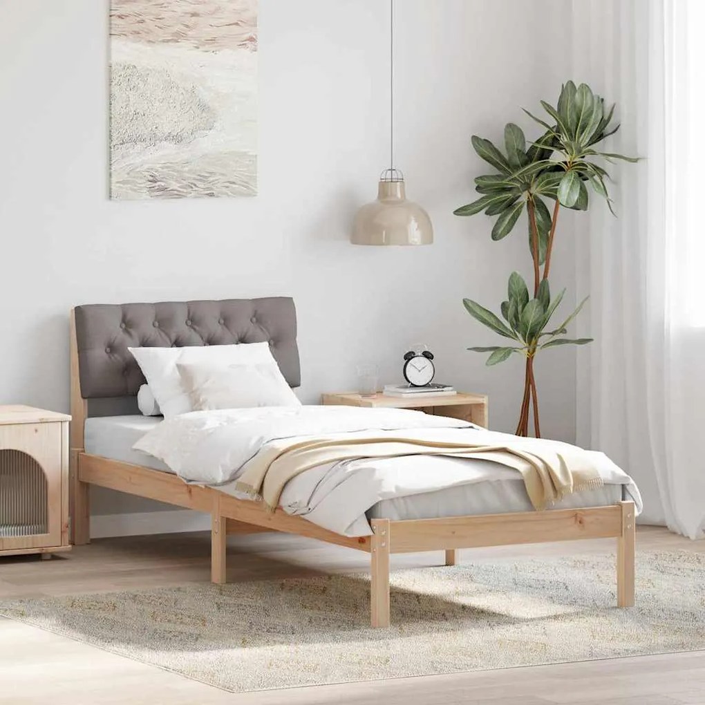 vidaXL Estrutura da cama com cabeceira Marrom e taupe 80 x 200 cm