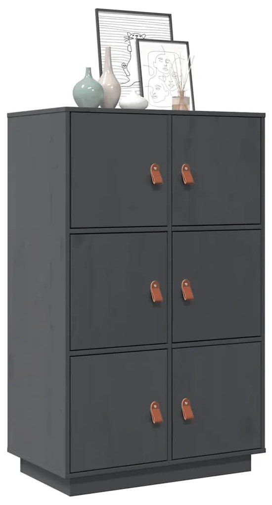 Aparador alto 67x40x108,5 cm pinho maciço cinza