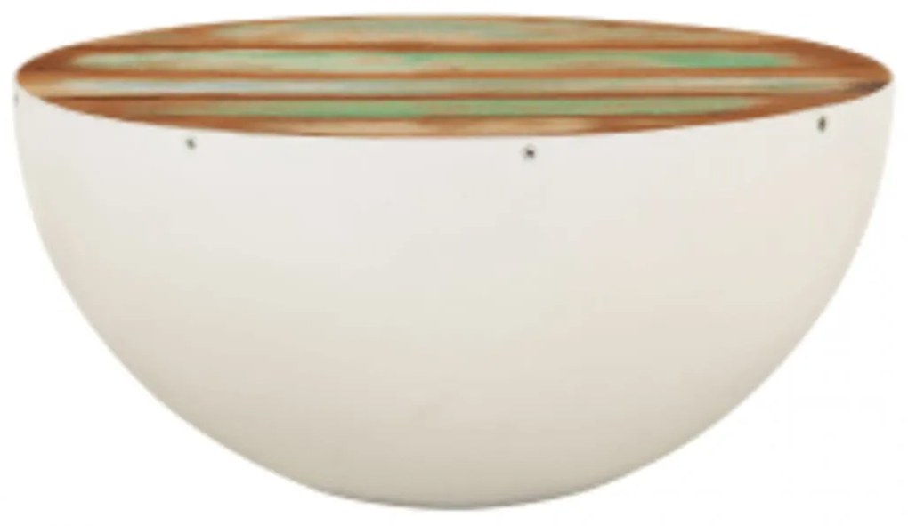 Mesa centro formato tigela 60x60x30 cm madeira reciclada maciça