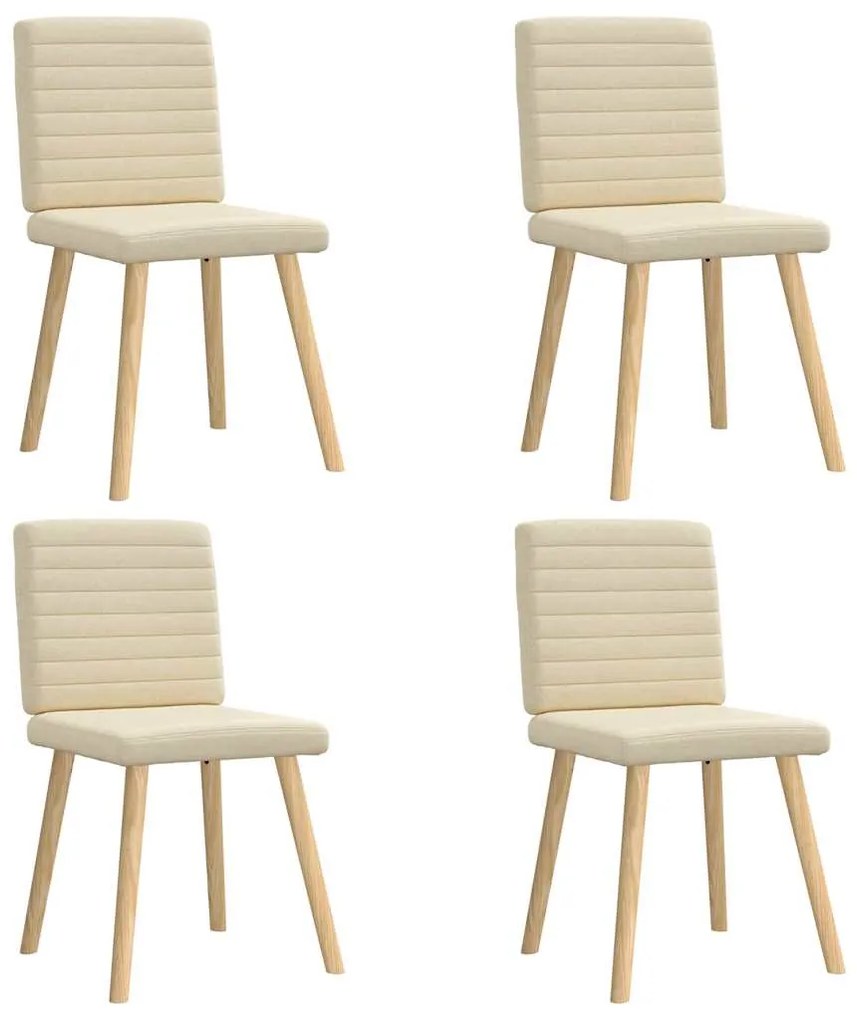 Cadeiras de jantar 4 pcs tecido cor creme