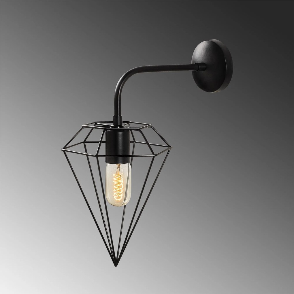 Candeeiro de Parede Elmas – Preto – 20 x 37 cm