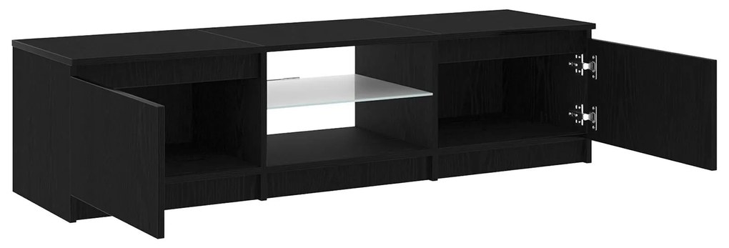 Gabinete de TV vidaXL com Luzes LED em Madeira de Carvalho Preto 140x4