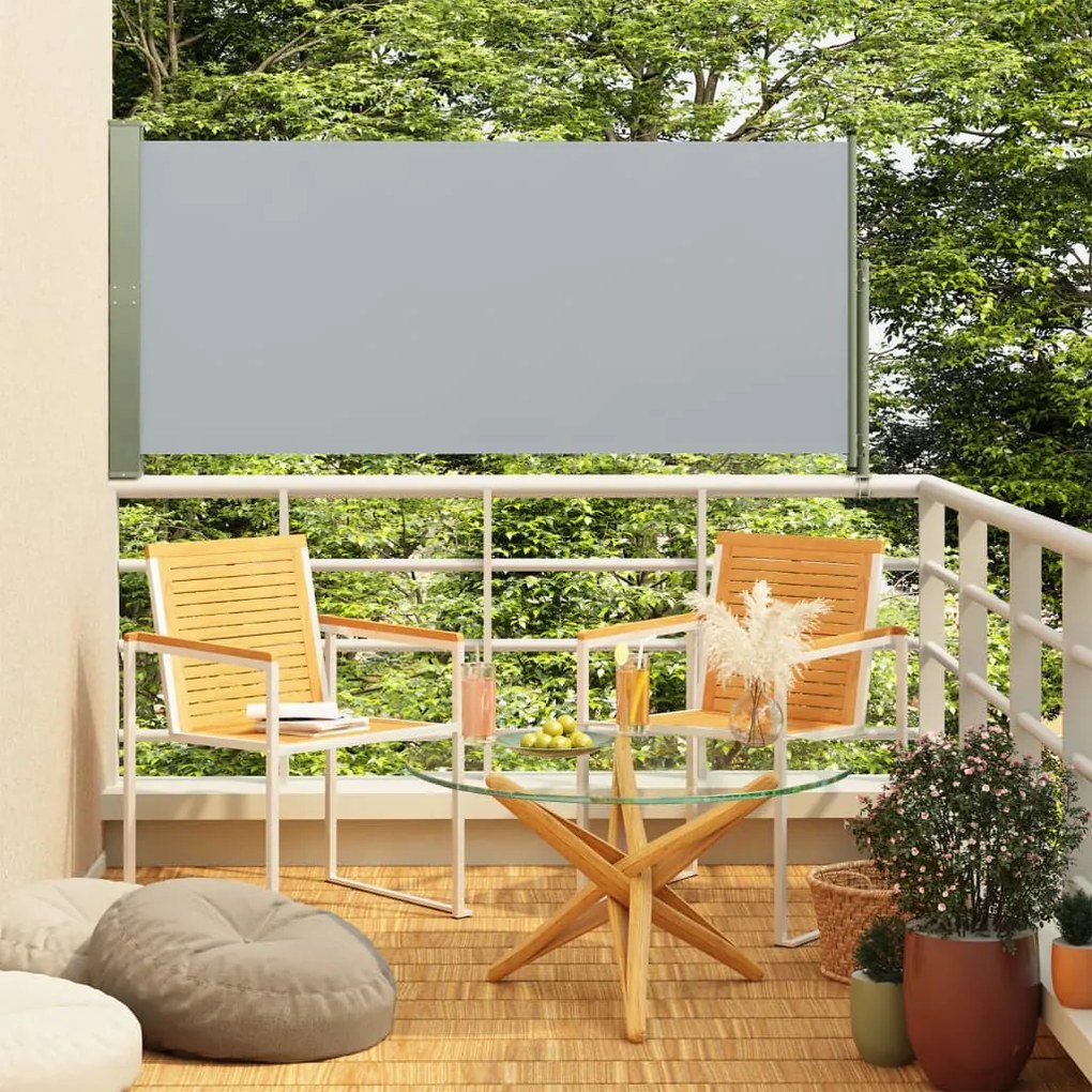 317840 vidaXL Toldo lateral retrátil para pátio 160x300 cm cinzento