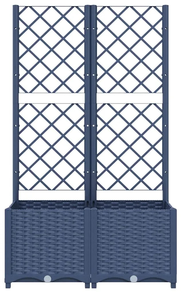 Vaso/floreira jardim c/ treliça 80x40x136 cm PP cinzento azul