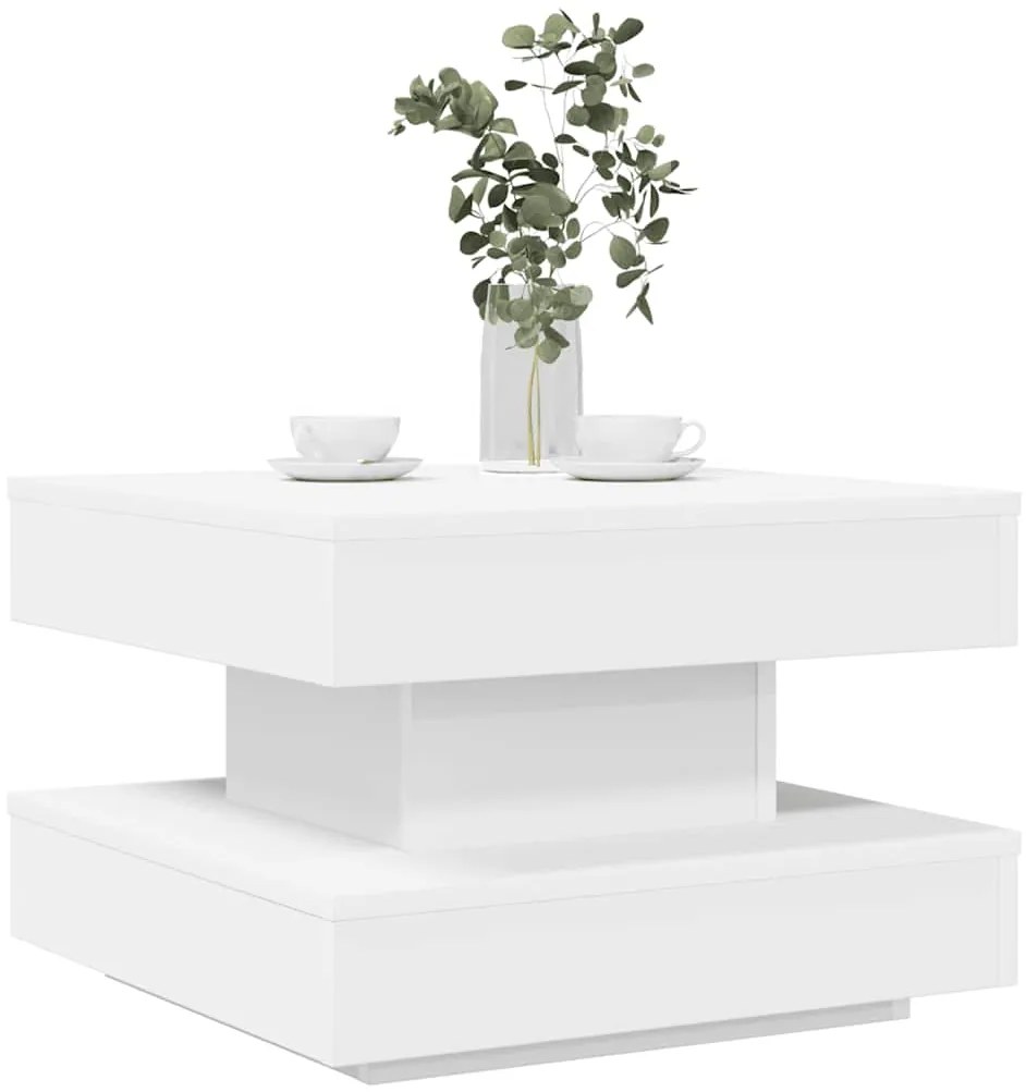vidaXL Mesa de centro rotativa a 360 graus 50x50x34,5 cm branco