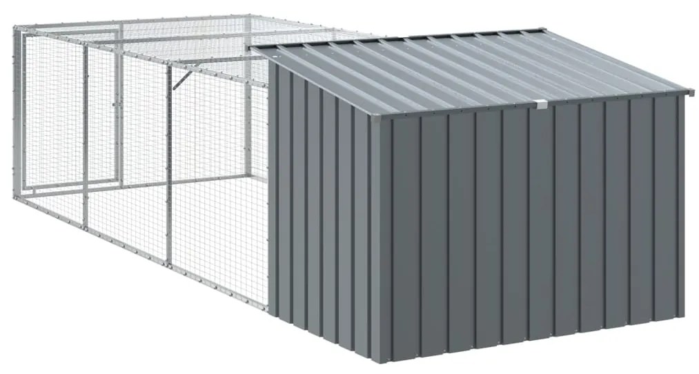 Casota p/ cães c/ parque 153x396x110 cm aço galvaniz. antracite