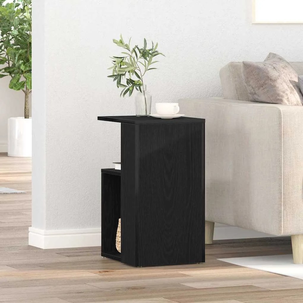 Mesa de Apoio vidaXL Preta de Carvalho 36x30x56 cm em Madeira Revestid