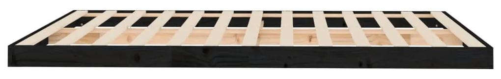 Estrutura de cama king 150x200 cm madeira de pinho maciça preto