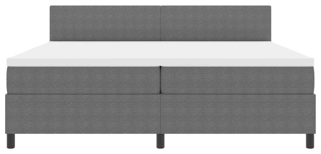 Cama Box da com Colchão Cinza 200x200 cm Tecido de Veludo Cotelê