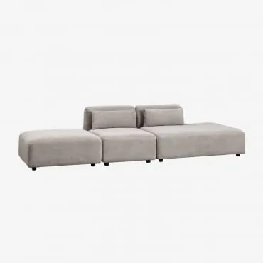 Sofá Modular De 2 Peças Com Chaise Longue Direita E Pufe Fogler Bombazina Toupeira Claro - Sklum
