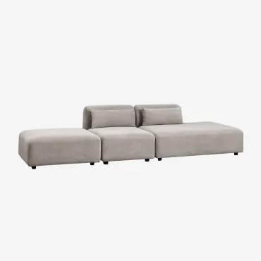 Sofá Modular De 2 Peças Com Chaise Longue Direita E Puff Fogler Bombazina Cinzento Toupeira Claro - Sklum