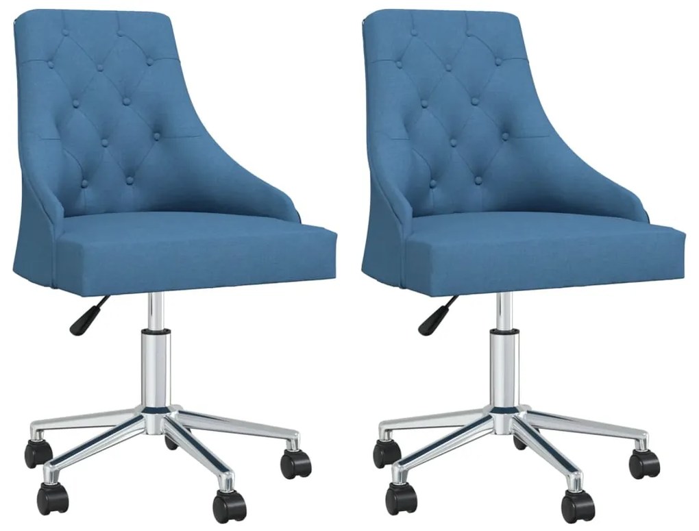 vidaXL Cadeiras de jantar giratórias 2 pcs tecido azul