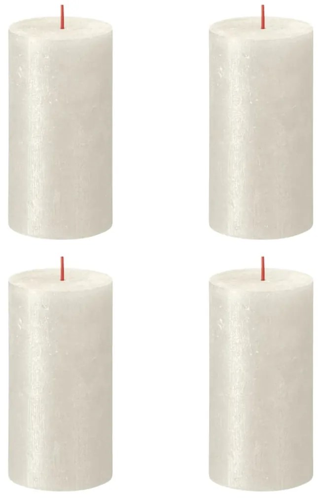 Bolsius Velas rústicas cilíndricas Shimmer 4 pcs 130x68 mm marfim
