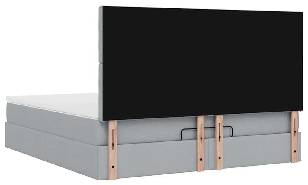 Estrutura cama otomana colchão 160x200 cm tecido cinzento claro