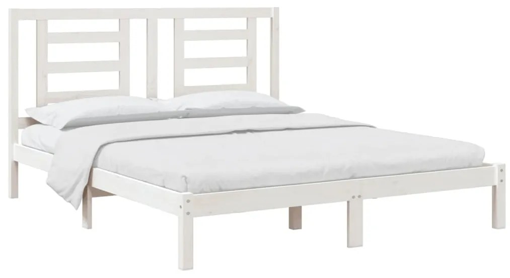 Estrutura de cama 160x200 cm madeira de pinho maciça branco