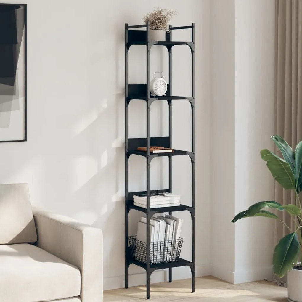 vidaXL Estante c/ 5 prateleiras 35x30x174 cm derivados madeira preto