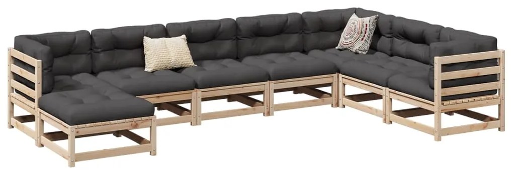 8 pcs conjunto sofás de jardim pinho maciço