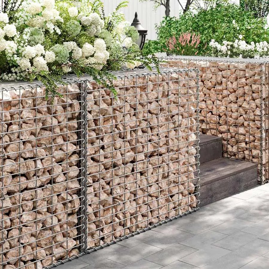 Cesto de gabião 100 x 90 x 30 cm para pedras conjunto de 10 peças Prateada