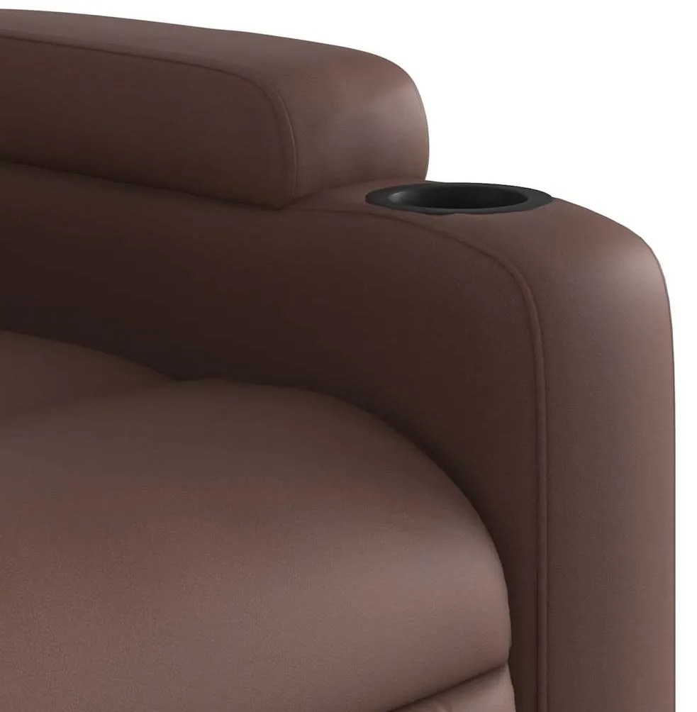 Poltrona de massagens reclinável couro artificial castanho