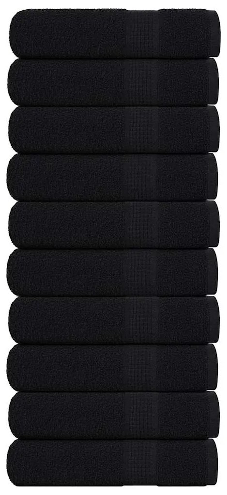 vidaXL Toalhas de banho FROGN 10 pcs 100x150 cm 360 g/m² preto