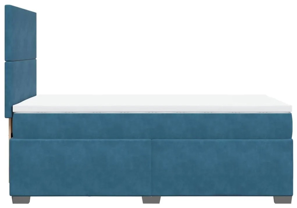 Cama boxspring com colchão 90x200 cm veludo azul