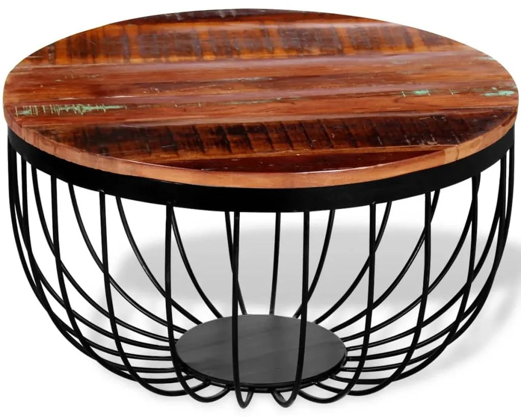 Mesa de centro em madeira reciclada maciça