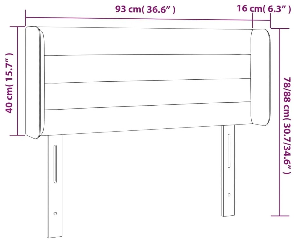 Cabeceira de cama c/ abas tecido 93x16x78/88 cm preto