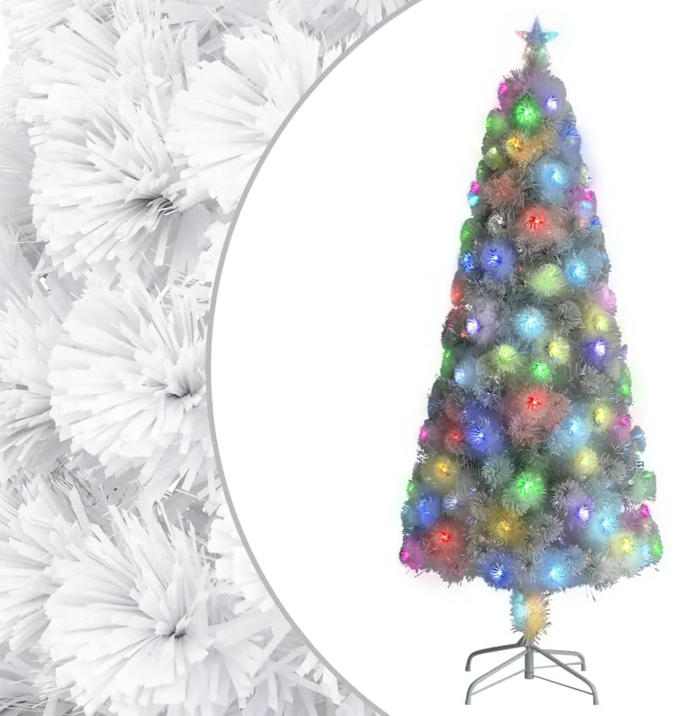 Árvore Natal artificial pré-iluminada 210 cm fibra ótica branco