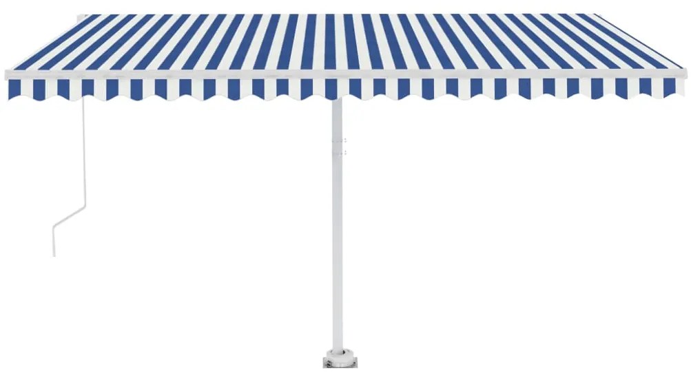 Toldo retrátil manual independente 400x300 cm azul e branco