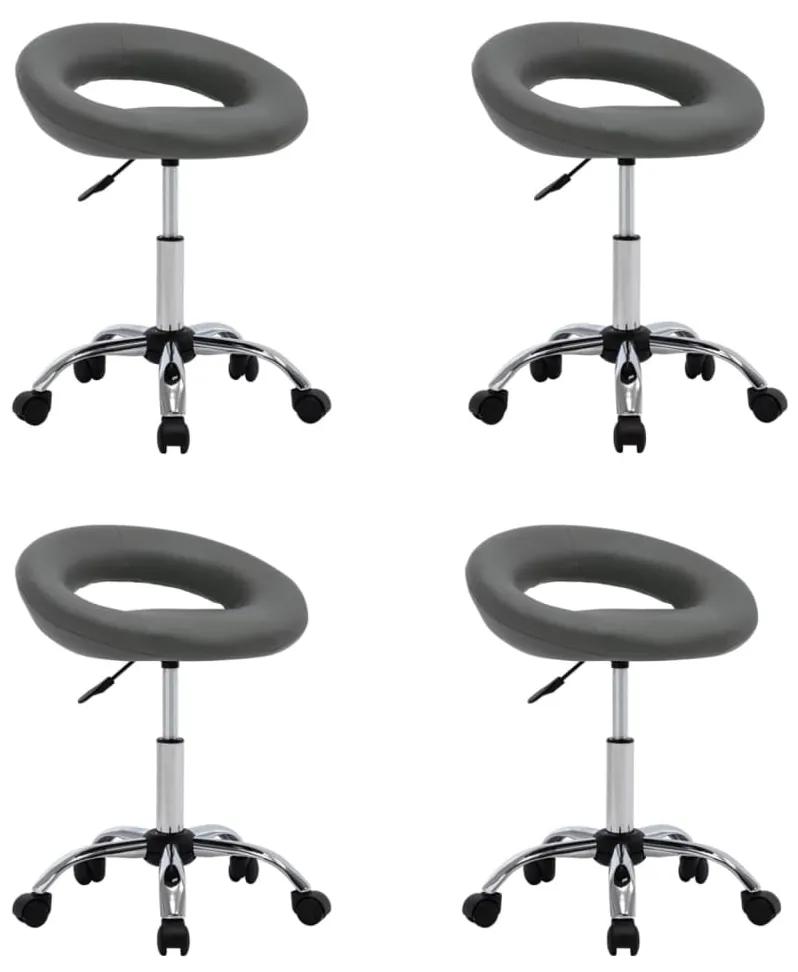 Cadeiras de jantar giratórias 4 pcs couro artificial cinzento