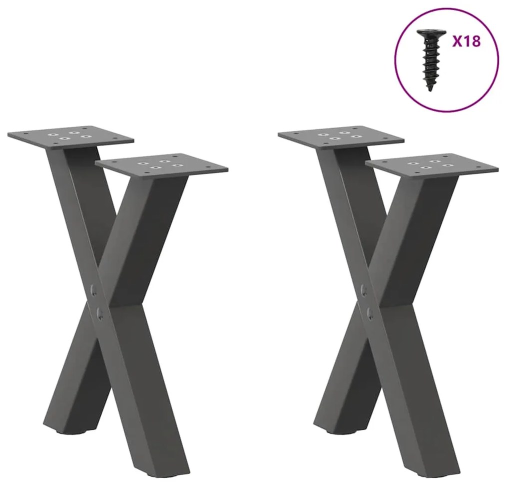 Pés para mesa de centro em formato de X, 2 peças, antracite, 30x(30-31