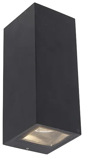 Candeeiro de parede moderno preto 2 luzes GU10 AR70 IP54 - Baleno Moderno