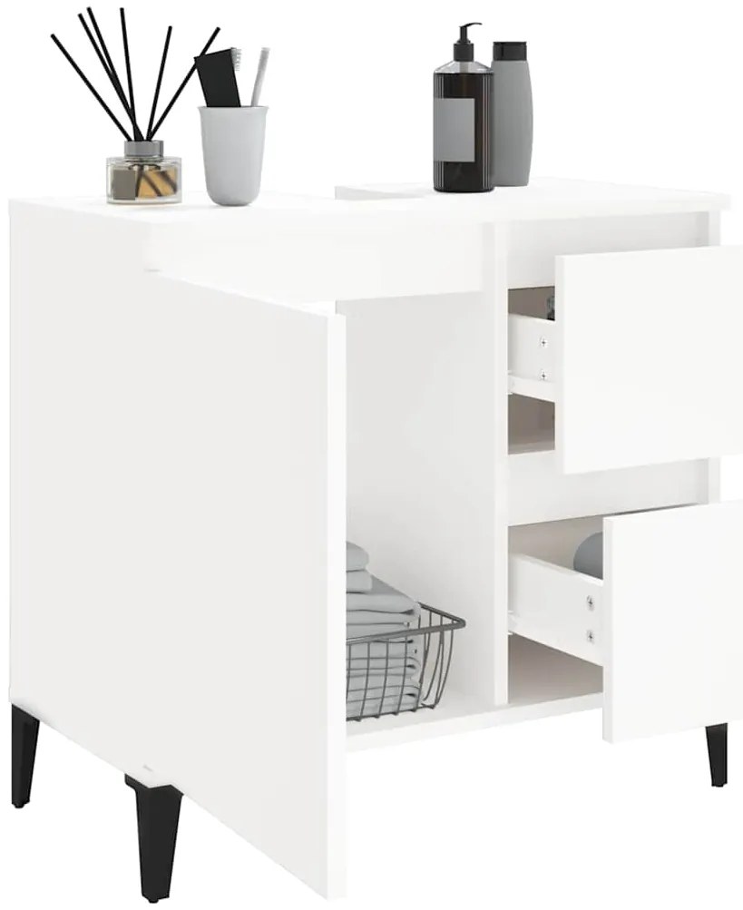 Armário de casa de banho 65x33x60cm derivados de madeira branco