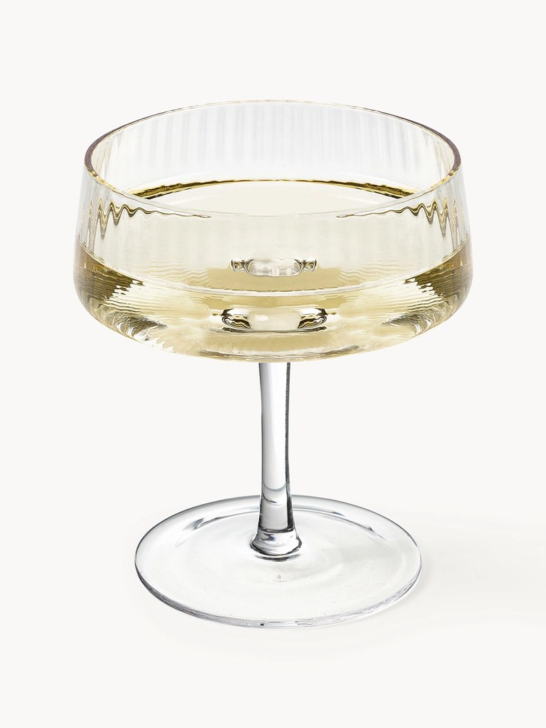 Handmade Grooved Structure Champagne Saucers Cami, Set of 4