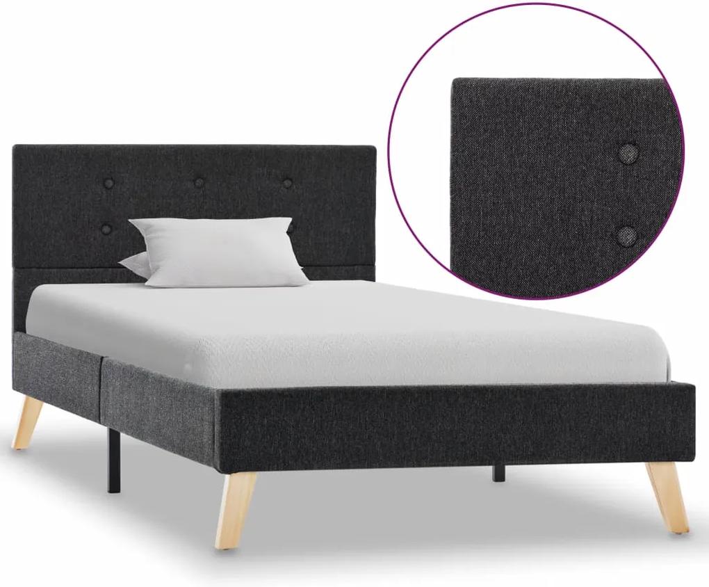Estrutura de cama 90x200 cm tecido cinzento-escuro