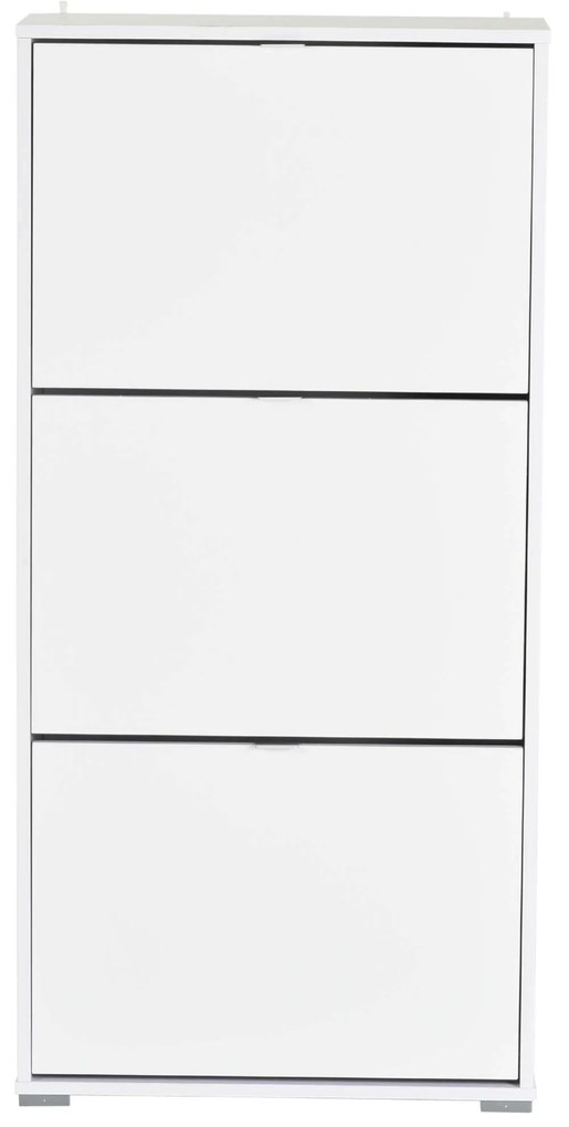 HOMCOM Armário de Sapatos Moderno Sapateira para Corredor Entrada com 6 Prateleiras de Armazenamento Espaço de Exibição 60x26x124cm Branco