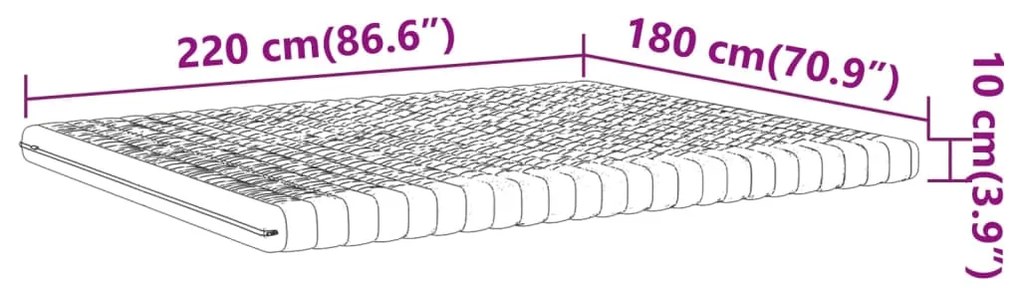 Colchão de espuma 180x220 cm 7 zonas dureza 20 ILD branco