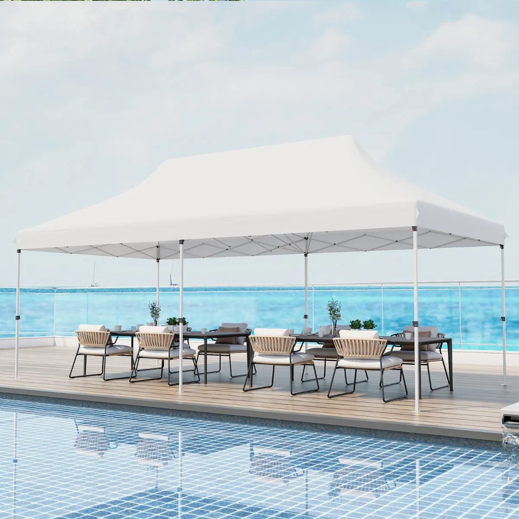 Tenda para festas, eventos jardim dobrável impermeável de 3 x 6 m com bolsa de transporte Proteção solar Tenda resistente Branca